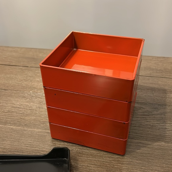 Vintage Japan peacock nesting serving set Japanese lacquer style - Picture 4 of 13